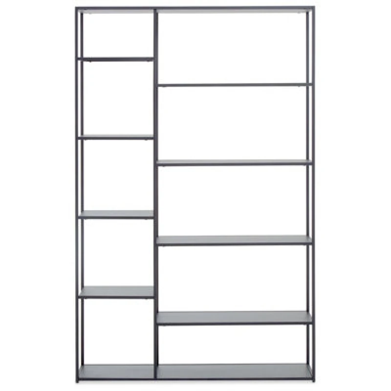Image of Orsina Stylish Grey Metal Multi Shelf Unit, Practical Design Corner Shelf Unit, Multi Level Narrow Shelving Unit