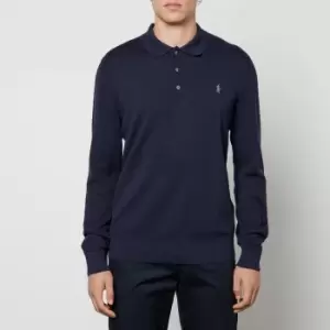 Image of Polo Ralph Lauren Mens Cotton Texture Long Sleeve Polo Shirt - Cruise Navy - S