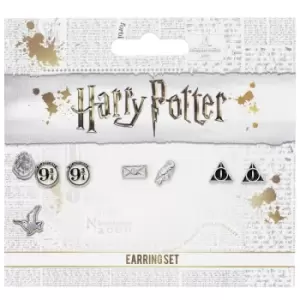 Image of Harry Potter Stud Earring Set Platform 9 3/4, Hedwig & Letter, Deathly Hallows