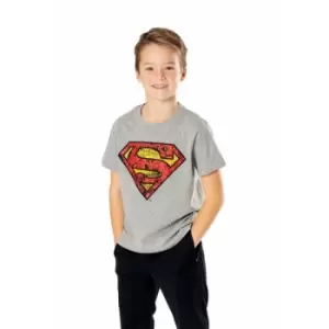 Image of Superman Kids Grey Marl Comicstrip Logo T-Shirt Medium