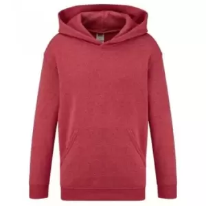 Image of Fruit of the Loom Childrens/Kids Classic Hooded Sweatshirt (5-6 Years) (Heather Red)