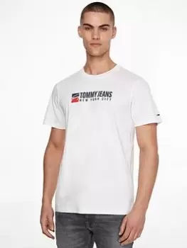 Image of Tommy Jeans Athletics Logo T-Shirt - White Size M Men