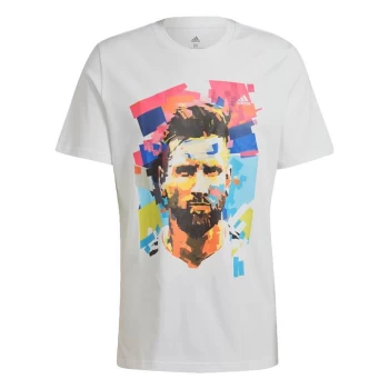 Image of adidas Messi Football Graphic T-Shirt Mens - White