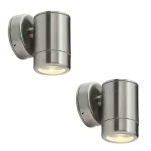 Image of 2 PACK Outdoor IP65 Wall Downlight - Dimmable 7W LED GU10 - Stainless Steel