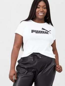 Image of Puma Essentials Logo Tee Plus - White, Size XL, Women