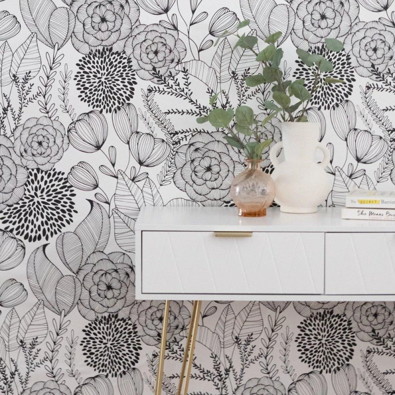 Image of Wall Pops Self Adhesive Wallpaper Secret Black & White unisex 52CMX5.49M