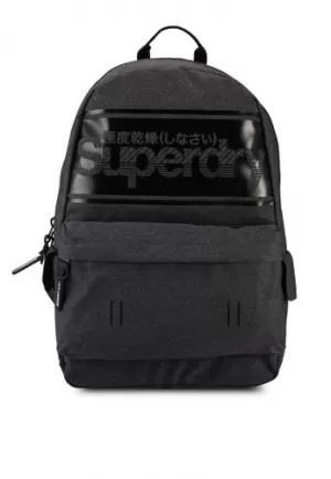 Image of Superdry Stripe Logo Montana Backpack - Black, Charcoal, Men