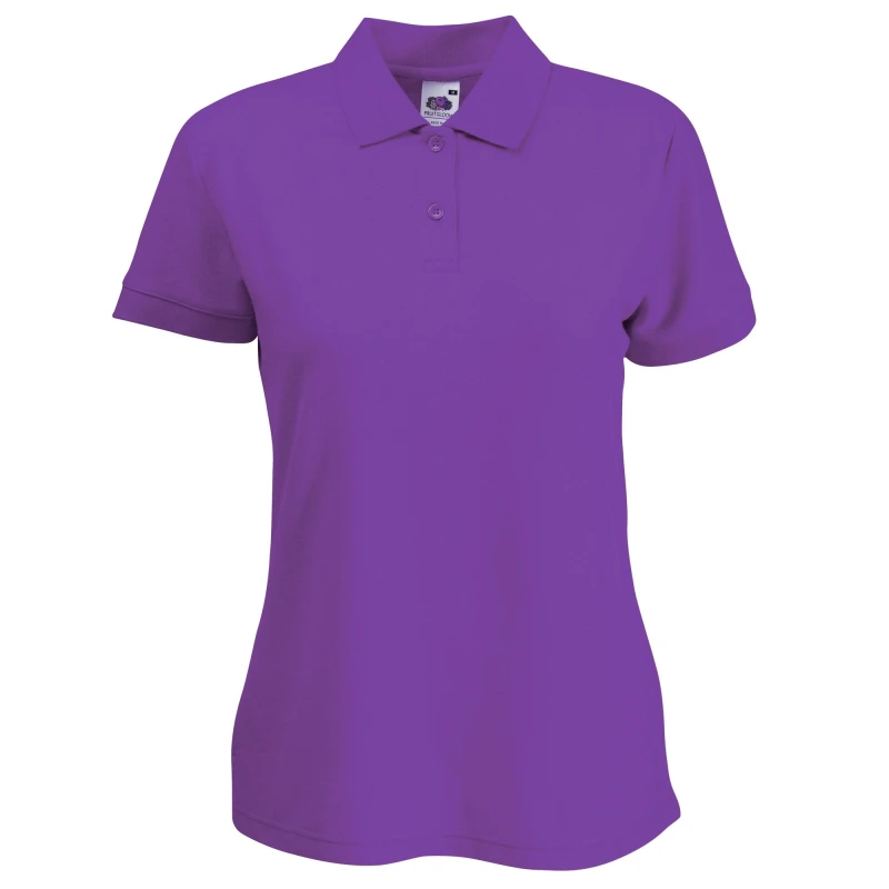 Image of Fruit of the Loom Womens Lady Fit Short-Sleeved Polo Shirt in Purple Size: XS Purple Female XS