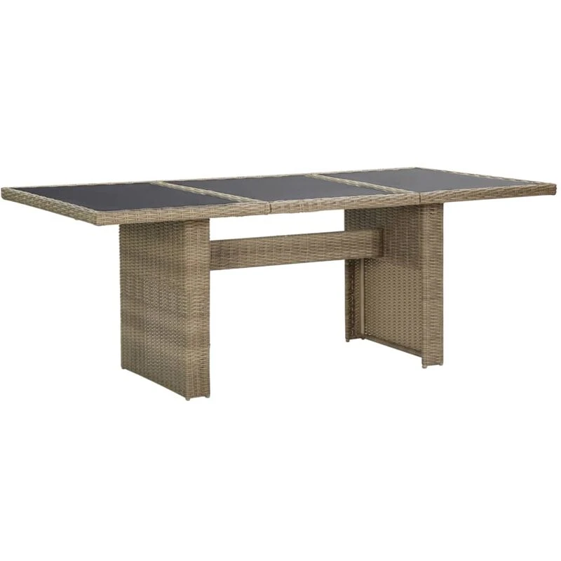 Image of VIDAXL Garden Dining Table Brown 200x100x74cm Glass and Poly Rattan Vidaxl 8720286065792