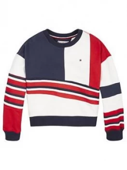 Image of Tommy Hilfiger Girls Colourblock Crew Sweat Top - Multi