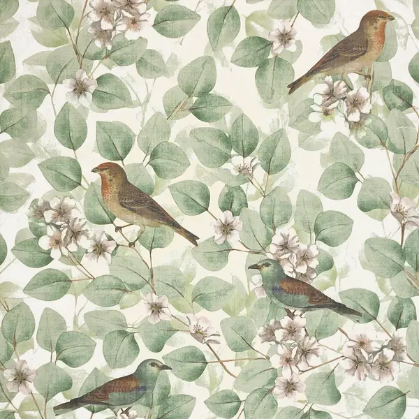 Image of Birds & Blossoms Wallpaper