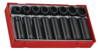 Image of Teng Tools TT9116 16 Piece 1/2" Drive ANSI Deep & Regular Impact Socket Set