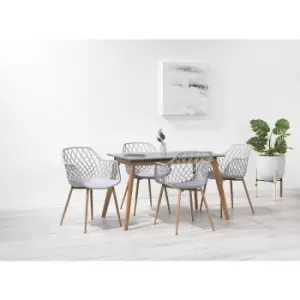 Image of Out & out York 120cm Grey Dining Table with 4 Arabella Chairs in Grey