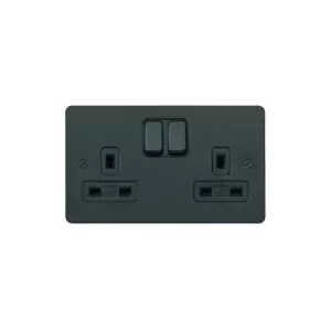 Image of Mk Logic Plus - mk Electric K14347LBKB 13A 2G dp Dual Earth Switched Socket lbk Black Insert - Lustrous Black