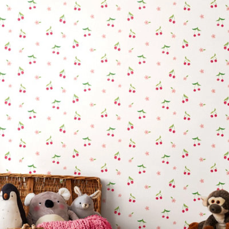 Image of Hoopla Walls Cheery Cherries Rouge & Ice 10M Wallpaper