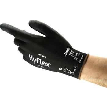 Image of 48-101 Sensilite Palm-side Coated Black Gloves - Size 9 - Ansell