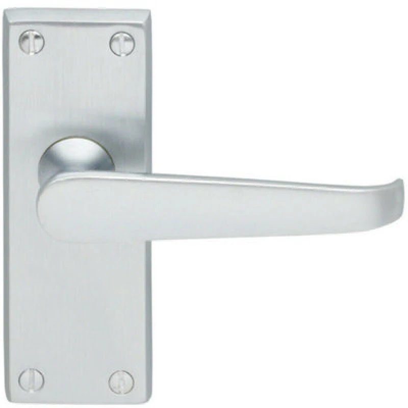 Image of Loops Straight Victorian Lever on Rectangular Latch Backplate Handle Satin Chrome Multi