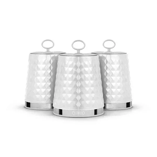 Image of Tower Solitaire Set Of 3 Canisters T826207WHT