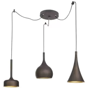 Image of Netlighting Merano Hartford 3 Light Cluster Pendant Ceiling Light Aluminium Dark