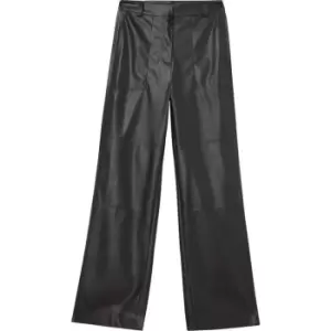 Image of Calvin Klein Jeans Faux Leather Wide Leg Pants - Black