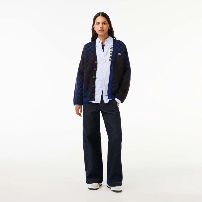 Image of Lacoste Croc Badge Striped Shirt - White White XS