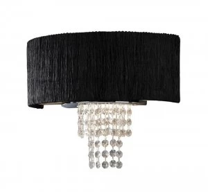 Image of Wall Lamp with Black Shade 2 Light Polished Chrome, Crystal