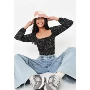 Image of Missguided Floral Long Sleeve Top - Blue