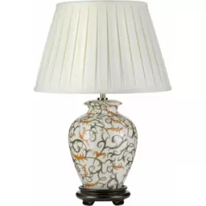 Image of Table Lamp Ivory Shade Cream with Orange and Green LED E27 60W Bulb