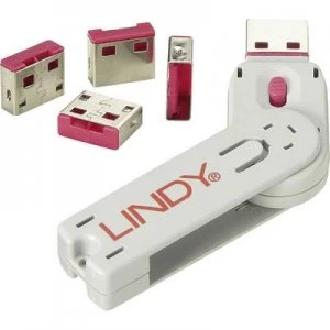 Image of LINDY USB port lock USB-Lock + Key 4 Piece set Rose incl. 1 key 40450