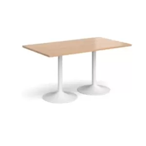 Image of Genoa rectangular dining table with white trumpet base 1400mm x 800mm - beech