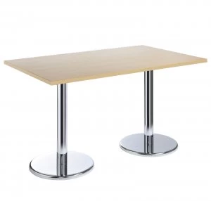Image of Pisa Rectangular Table With Round Chrome Base 1600mm x 800mm - Beech