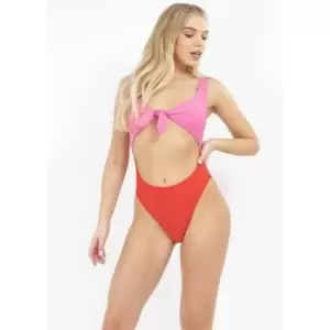 Image of Brave Soul Womens/Ladies Two Tone Swim Suit (M) (Red/Pink)