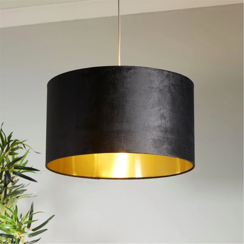 Image of Lighting Collection BLACK VELVET & BRUSHED GOLD INNER SHADE (D50cm) Black unisex One Size