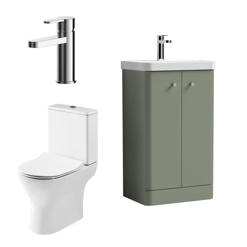 Image of Balterley Cloakroom Suite Vanity Unit Tap and Toilet Green Green
