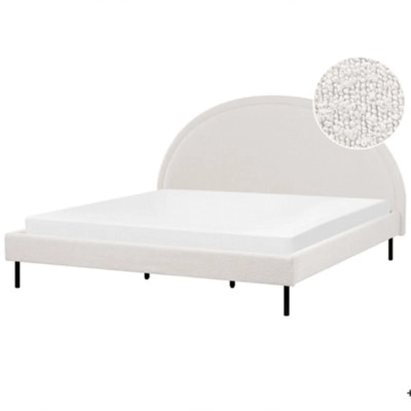 Image of Beliani Bed Boucle Margut 180 X 200 Cm (Eu Super King) White