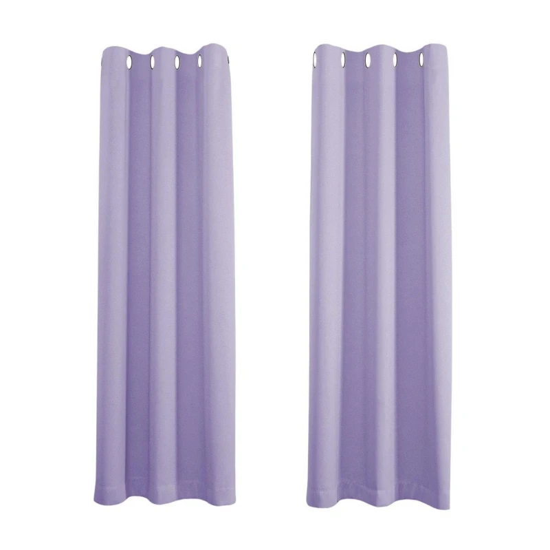Image of Happy Homewares Black Out Thermal Eyelet Curtains - Room Darkening Polyester 2 Panel Pair in Lilac Size: 168cm width x 183cm drop Lilac Unisex 168
