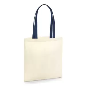 Image of Westford Mill EarthAware Contrast Handle Organic Bag For Life (One Size) (Natural/French Navy)