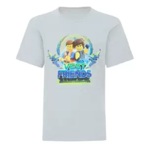 Image of Lego Movie 2 Boys Emmet And Rex Vest Friends T-Shirt (7-8 Years) (Grey)