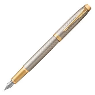 Image of Parker IM Premium Warm Silver Gold Trim Fountain Pen MEDIUM - Medium Nib
