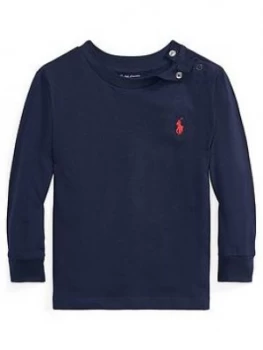 Image of Ralph Lauren Baby Boys Classic Long Sleeve T-Shirt - Navy, Size 18 Months