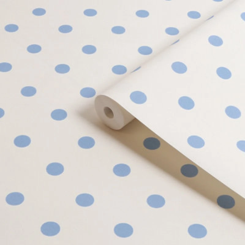 Image of Cath Kidston Button Spot Blue Dotty Wallpaper Wallpaper One Size Blue 71747818000