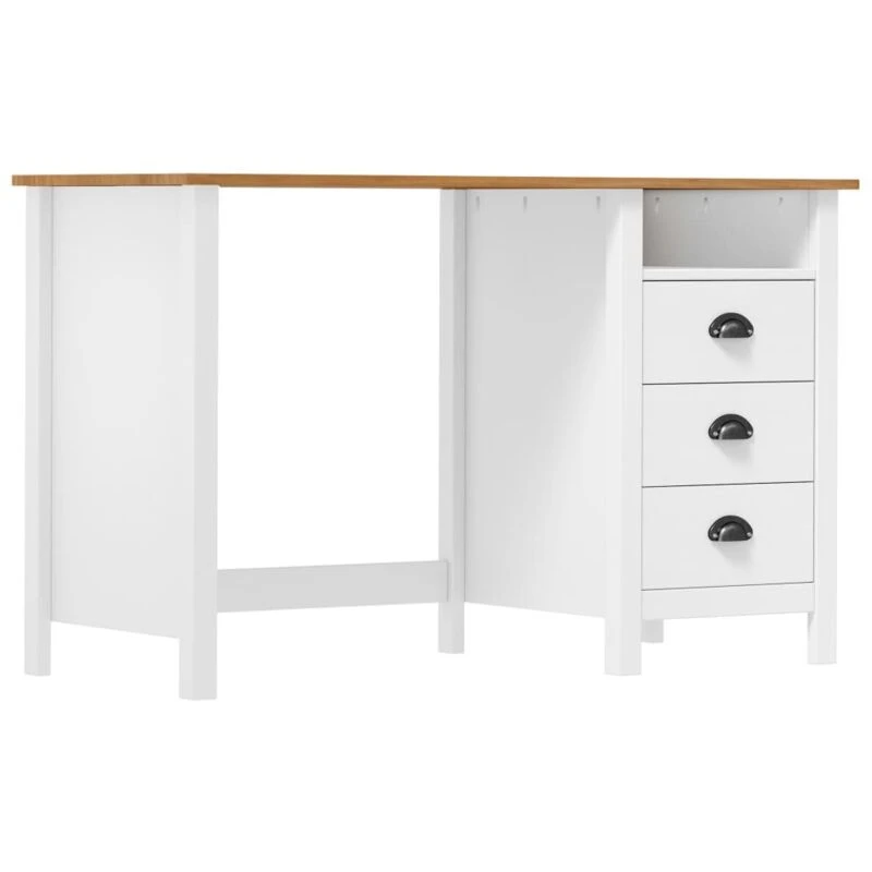 Image of VIDAXL Desk Hill with 3 Drawers 120x50x74cm Solid Pine Wood vidaXL 8719883910642