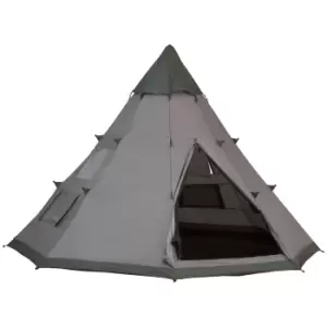 Image of Outsunny 6 Men Tipi Tent w/ Mesh Windows - Green/Grey