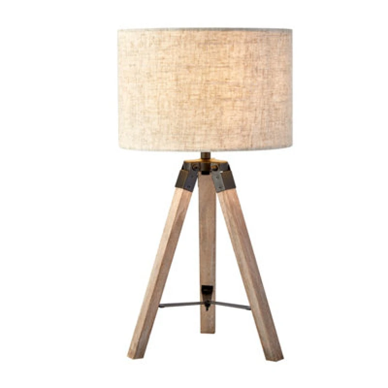 Image of Lighting Collection Tripod Table Lamp With Linen Shade, Grey 700788