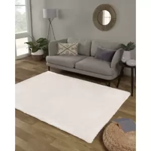 Image of Lulu Plain Super Soft Plush Shaggy Rug Ivory Extra Small Carpet 60 x 100cm (2'x3'7')