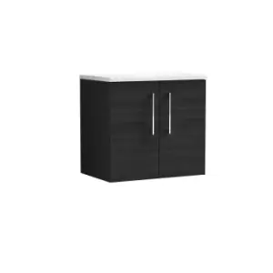 Image of Nuie Arno 600mm Wall Hung 2 Door Vanity & Sparkling White Laminate Top Charcoal Black