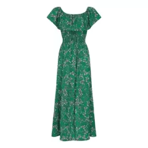 Image of Mela London Green Ditsy Print Bardot Dress - Green