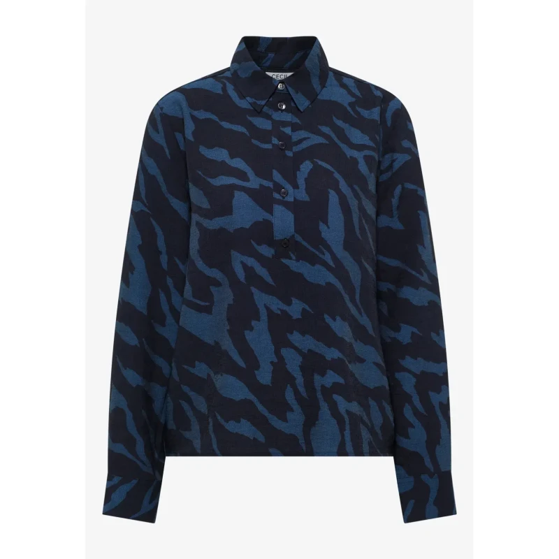 Image of cecil Womens long sleeve blouse Cecil AOP Softwave Bleu Female L