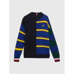 Image of Tommy Hilfiger Multi Stripe Varsity Sweater - Blue