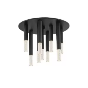Image of One Integrated LED Semi Flush Ceiling Light, Matt Black, 9 Light, 4050lm, 3000K